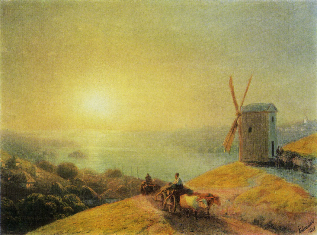 Картина мельница айвазовский. Айвазовский мельница на берегу реки 1880.